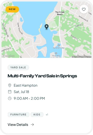 The published sale card on the browse page, marked New